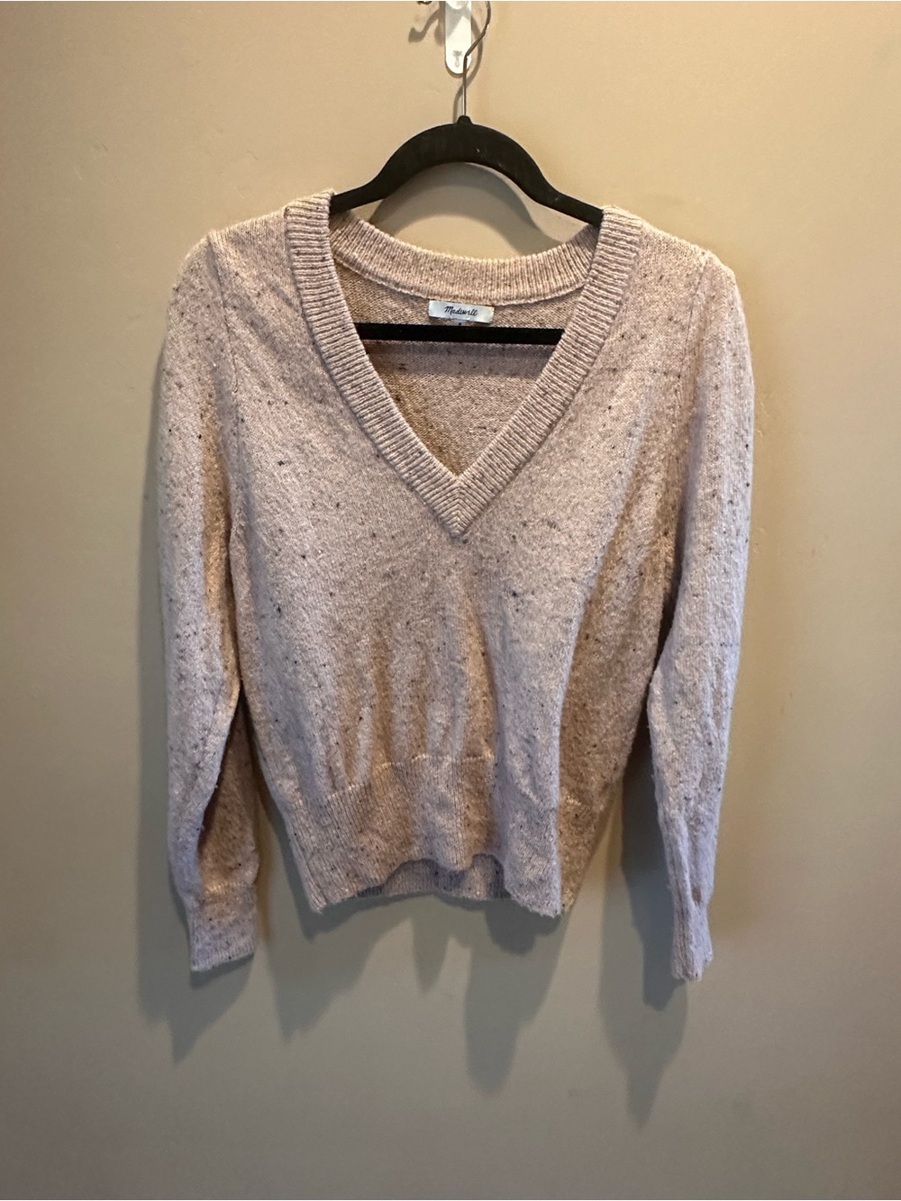 Madewell Donegal Westgate V-Neck Sweater Coziest Yarn Speckled Womens M